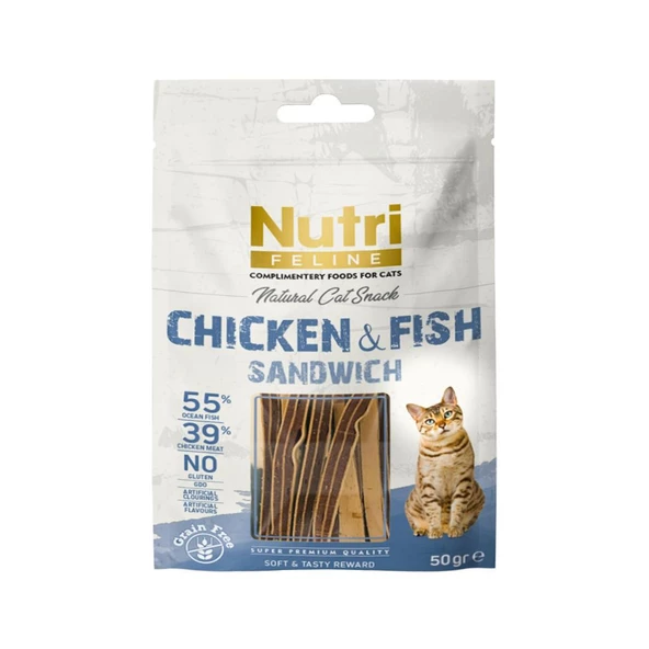 Nutri Feline 50Gr %100 Doğal Etten Natural Cat Snack Tavuk Balık Etli Atıştırmalık 1Adet Kedi Ödülü ürün görseli 1