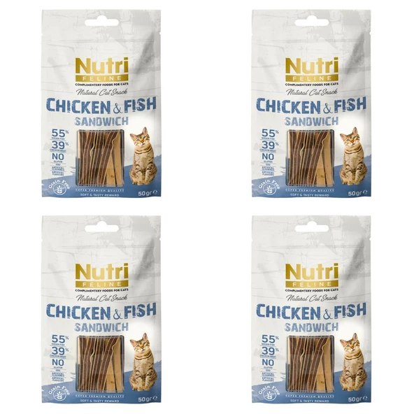 Nutri Feline 50Gr %100 Doğal Etten Natural Cat Snack Tavuk Balık Etli Atıştırmalık 4Adet Kedi Ödülü ürün görseli 1