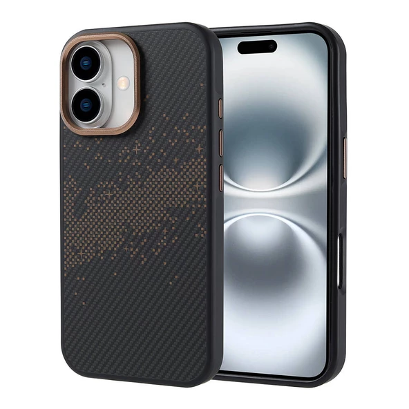 Gpack Apple iPhone 16 Kılıf Karbon Fiber Dizaynlı Magsafeli Vave Kapak ürün görseli 1