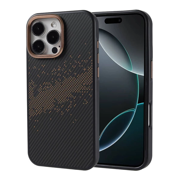 Gpack Apple iPhone 16 Pro Max Kılıf Karbon Fiber Dizaynlı Magsafeli Vave Kapak ürün görseli 1