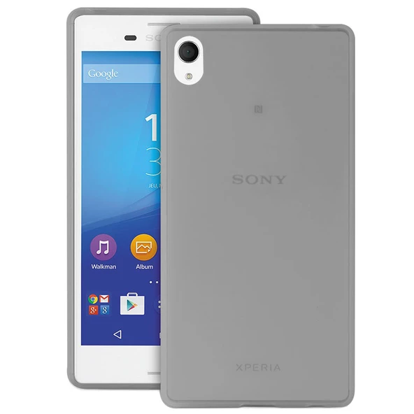 Sony Xperia M4 Kılıf Ultra İnce Silikon Kapak 0.2 mm Füme ürün görseli 1