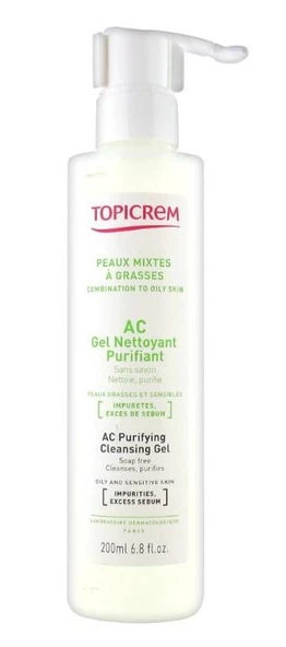 Topicrem AC Purifying Cleansing Gel 200ml | Yağlı ve Hassas Cilt Temizleyici Jel ürün görseli 1
