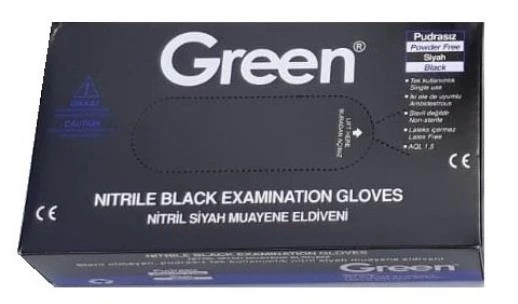 Green Muayene Eldiveni Nitril Pudrasız Siyah Orta Boy (M) | 100 Adet ürün görseli 1