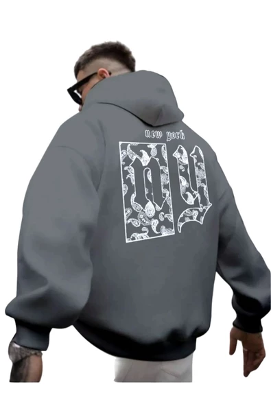 Erkek Sırt NY Baskılı Kapüşonlu Sweatshirt ürün görseli 1