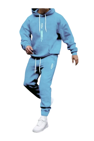 Erkek Dikey Baskılı Oversize Eşofman Takımı - Resim 11