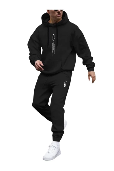 Erkek Dikey Baskılı Oversize Eşofman Takımı ürün görseli 1