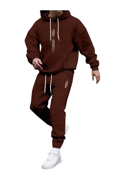Erkek Dikey Baskılı Oversize Eşofman Takımı - Resim 5