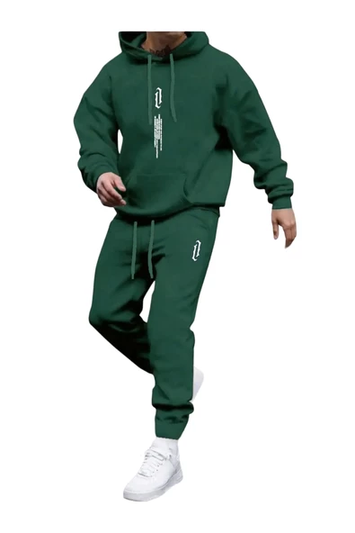 Erkek Dikey Baskılı Oversize Eşofman Takımı - Resim 7