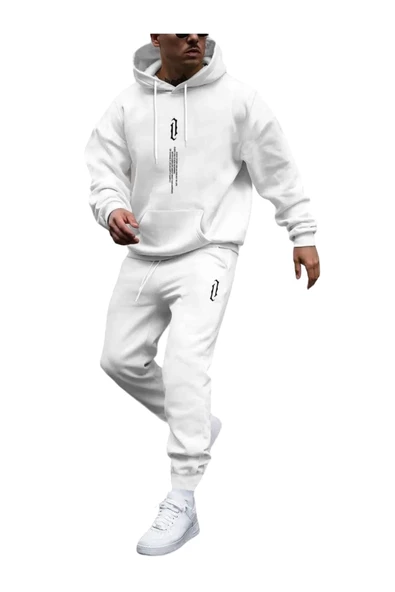 Erkek Dikey Baskılı Oversize Eşofman Takımı - Resim 6