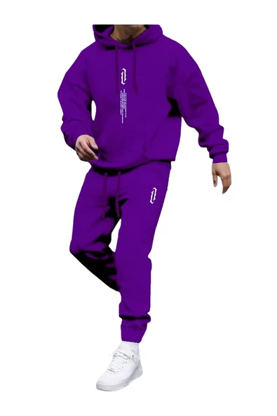 Erkek Dikey Baskılı Oversize Eşofman Takımı - Resim 9