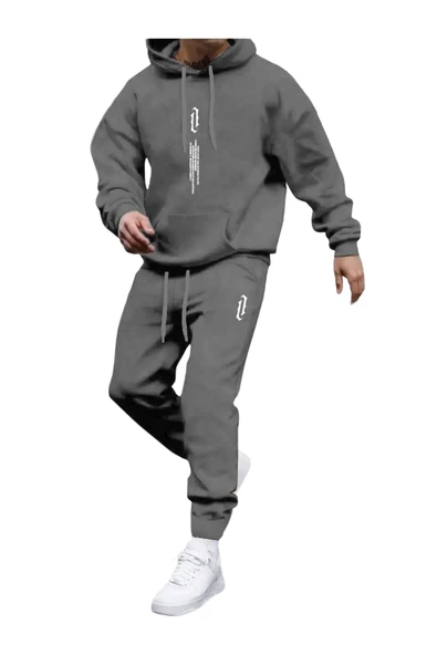 Erkek Dikey Baskılı Oversize Eşofman Takımı - Resim 10