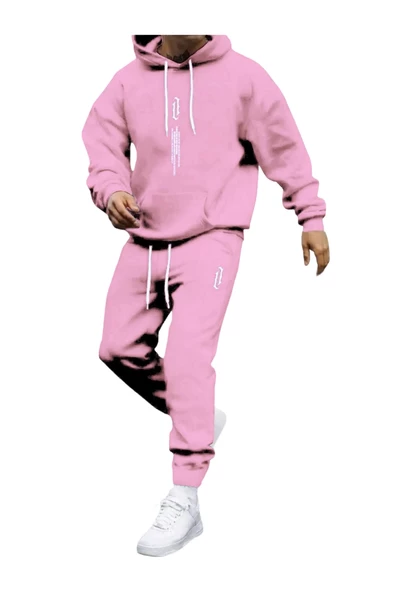 Erkek Dikey Baskılı Oversize Eşofman Takımı - Resim 8