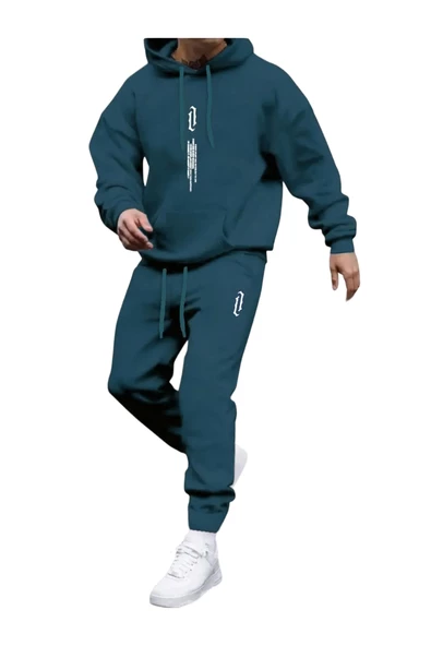 Erkek Dikey Baskılı Oversize Eşofman Takımı - Resim 4