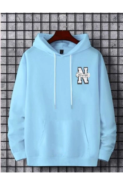 Erkek New York Baskılı Kapüşonlu Sweatshirt - Resim 9