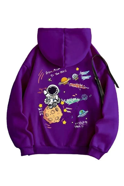 Kadın Galaxy Sırt Baskılı Oversize Sweatshirt - Resim 8
