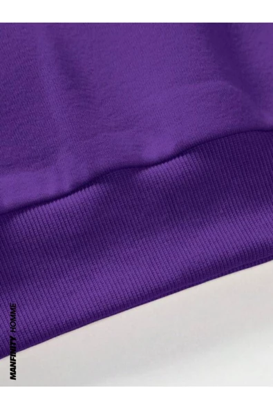 Erkek El Baskı Bisiklet Yaka Sweatshirt - Resim 7