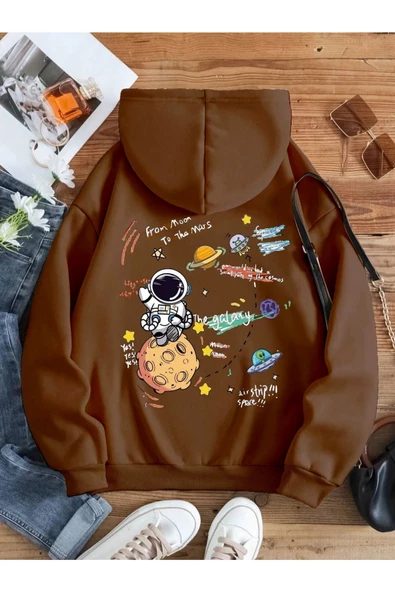 Kadın Galaxy Sırt Baskılı Oversize Sweatshirt ürün görseli 1