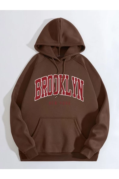 Brooklyn Baskılı Kapüşonlu Sweatshirt - Resim 10