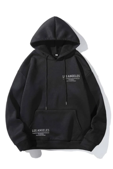 Kadın Los Angeles Yazı Detay Baskılı Kapüşonlu Sweatshirt ürün görseli 1