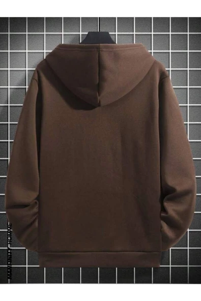 Erkek Geyik Baskı Kapüşonlu Sweatshirt - Resim 5