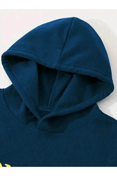 Erkek Monaco Baskılı Oversize Kapşonlu Sweatshirt - Resim 5