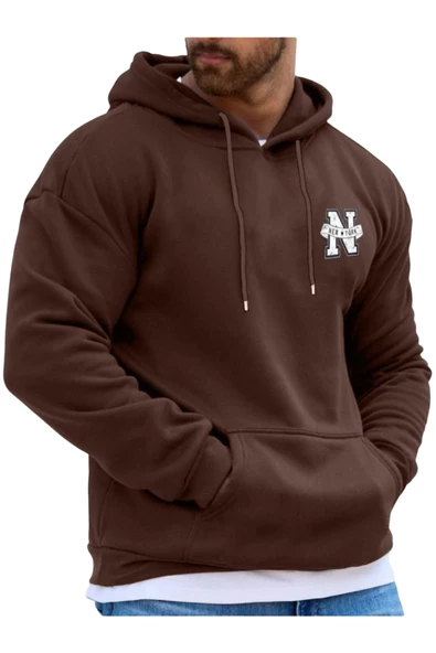 Erkek New York Baskılı Kapüşonlu Sweatshirt ürün görseli 1