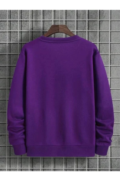 Erkek La Baskı Bisiklet Yaka Sweatshirt - Resim 8