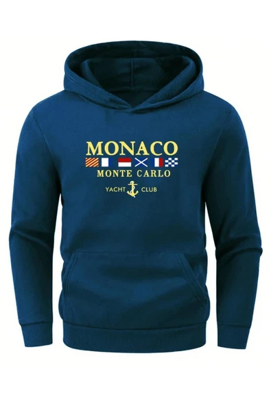Erkek Monaco Baskılı Oversize Kapşonlu Sweatshirt ürün görseli 1