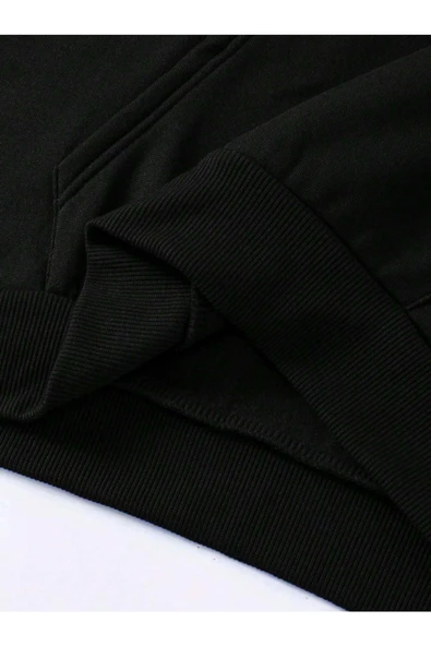 Erkek Monaco Baskılı Oversize Kapşonlu Sweatshirt - Resim 10
