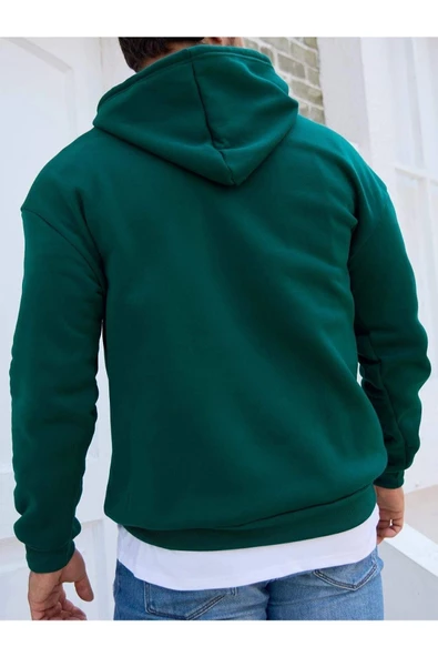 Erkek Brooklyn Baskılı Oversize Kapşonlu Sweatshirt - Resim 5