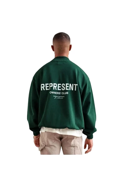 Erkek Represent Baskılı Oversize Bisiklet Yaka Sweatshirt - Resim 2