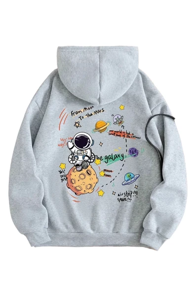 Kadın Galaxy Sırt Baskılı Oversize Sweatshirt - Resim 3