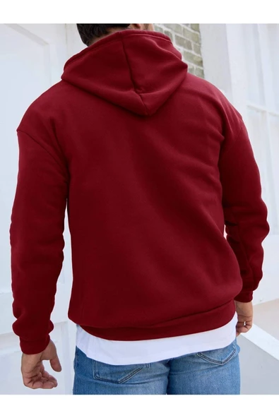 Erkek Brooklyn Baskılı Oversize Kapşonlu Sweatshirt - Resim 3