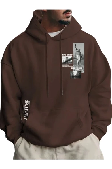 Erkek Slowly Baskı Kapüşonlu Sweatshirt ürün görseli 1
