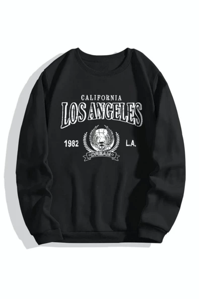 Kadın Siyah Los Angeles Bisiklet Yaka Sweatshirt ürün görseli 1