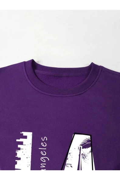 Erkek La Baskı Bisiklet Yaka Sweatshirt - Resim 9