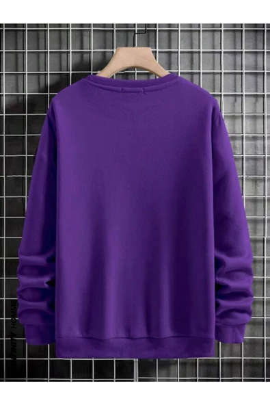 Erkek El Baskı Bisiklet Yaka Sweatshirt - Resim 5