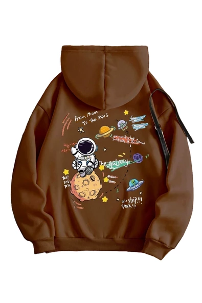 Kadın Galaxy Sırt Baskılı Oversize Sweatshirt - Resim 7
