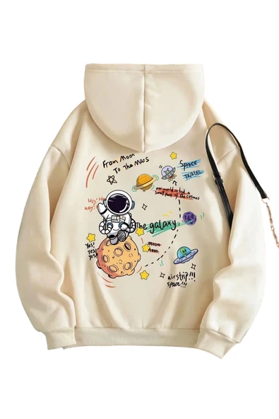 Kadın Galaxy Sırt Baskılı Oversize Sweatshirt - Resim 5