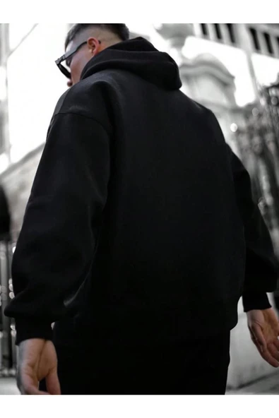 Erkek Believer Baskılı Oversize Kapşonlu Sweatshirt - Resim 9