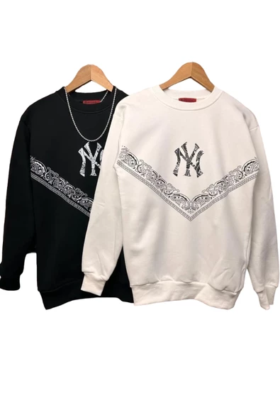 Erkek 2li Siyah-Beyaz Baskılı Sweatshirt ürün görseli 1