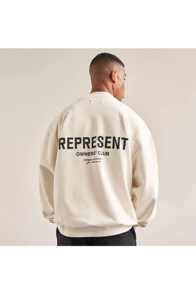 Erkek Represent Baskılı Oversize Bisiklet Yaka Sweatshirt - Resim 6