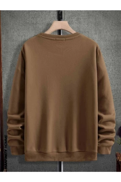 Erkek El Baskı Bisiklet Yaka Sweatshirt - Resim 9