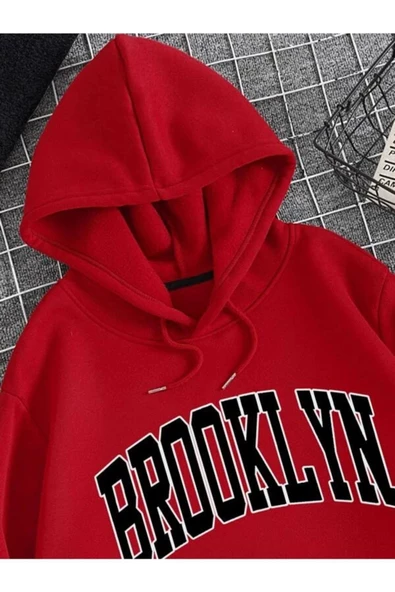 Brooklyn Baskılı Kapüşonlu Sweatshirt - Resim 5