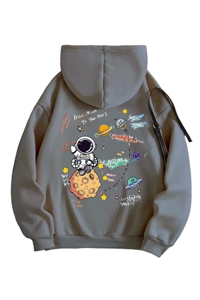 Kadın Galaxy Sırt Baskılı Oversize Sweatshirt - Resim 2