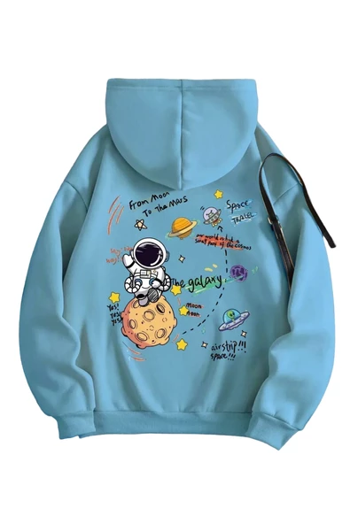 Kadın Galaxy Sırt Baskılı Oversize Sweatshirt - Resim 4