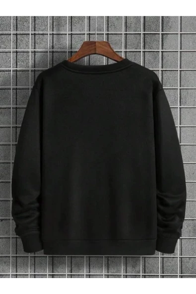 Erkek La Baskı Bisiklet Yaka Sweatshirt - Resim 12