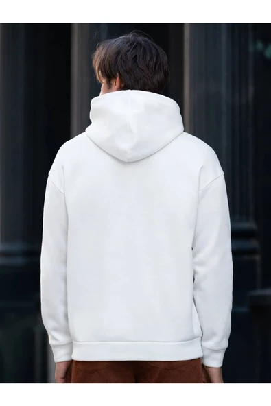 Erkek Awesome Baskılı Oversize Kapşonlu Sweatshirt - Resim 10