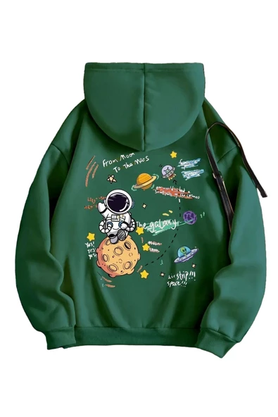 Kadın Galaxy Sırt Baskılı Oversize Sweatshirt - Resim 9