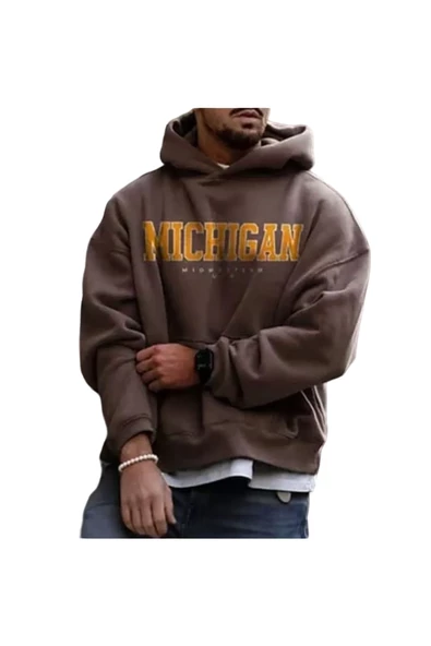 Unisex Kahverengi Michigan Baskılı ürün görseli 1